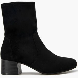 Kenneth Cole Reaction Raleigh Block Heel Ankle Bootie Black Faux Suede 7.5